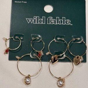 Wild Fable Mixed Earring Set Gold tone Hoops with Various Charms